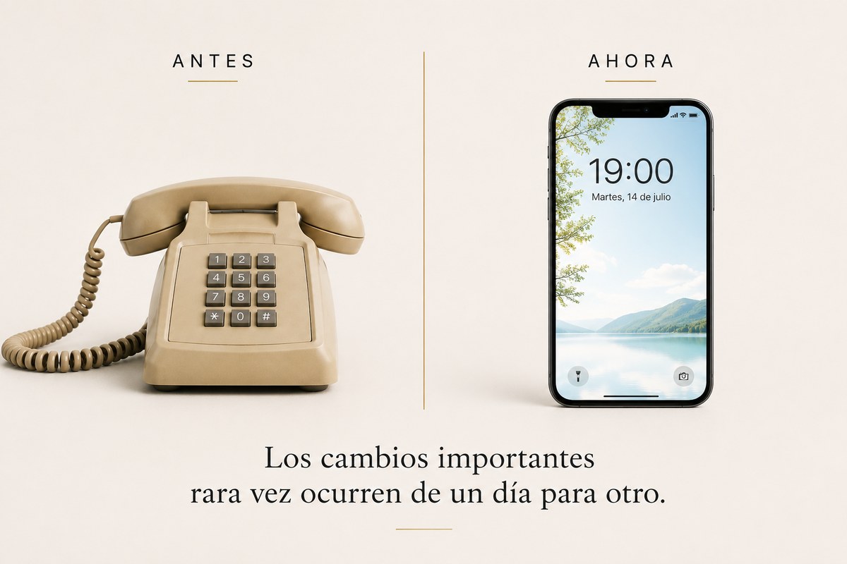 Antes: teléfono fijo. Ahora: smartphone.